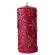 Conjunto 4 velas rojas con copos de nieve 15x5 cm s3