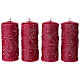 Ensemble de 4 bougies rouges avec flocons de neige 15x5 cm s1