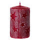 Set 4 candele rosse con stelle in rilievo 10x6 cm s3