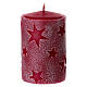 Set of 4 red pillar candles with embossed stars 10x6 cm s2