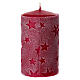 Set of 4 red candles with embossed stars, 5x3 in s3