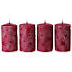 Set 4 velas rojas con estrellas en relieve 13x7 cm s1