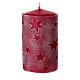 Set 4 velas rojas con estrellas en relieve 13x7 cm s2
