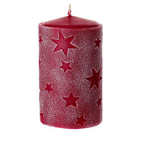 Set 4 candele rosse con stelle in rilievo 13x7 cm