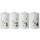 Set 4 candele bianche con stelle e numeri 10x6 cm s1
