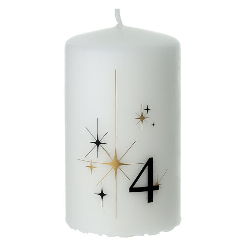 Conjunto 4 velas brancas com estrelas e números 10x6 cm 5
