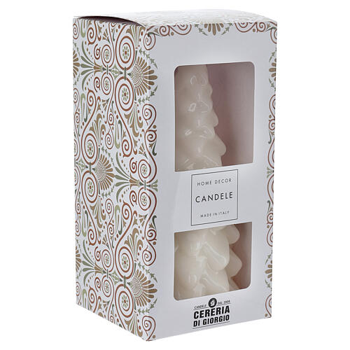 Christmas tree-shaped candle, lacquered white, 8 in, Cereria Di Giorgio 3