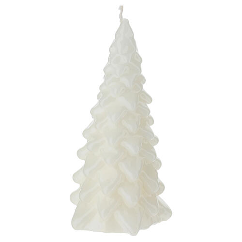 Vela navideña en forma de árbol blanco lacado 20 cm Cereria Di Giorgio 2