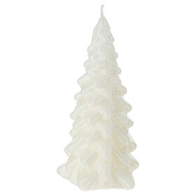 Bougie de Noël en forme de sapin blanc laqué 20 cm Cereria Di Giorgio
