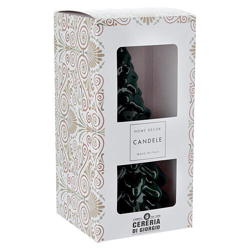 Vela verde lacada de Navidad en forma de árbol de 20 cm Cereria Di Giorgio 3