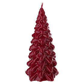 Vela lacada navideña roja en forma de árbol 20 cm Cerería Di Giorgio