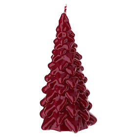 Vela lacada navideña roja en forma de árbol 20 cm Cerería Di Giorgio