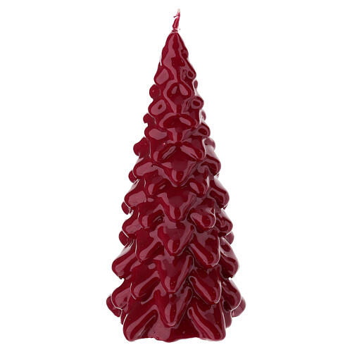 Bougie laquée de Noël rouge en forme de sapin 20 cm Cereria Di Giorgio 1