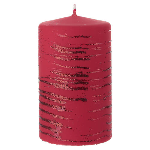 Small Red Glitter Pillar Candles (set of 4), 100x60 mm 3