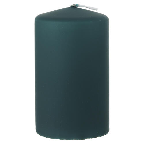 Set of 2 dark matte green candles, 4x2.5 in 3