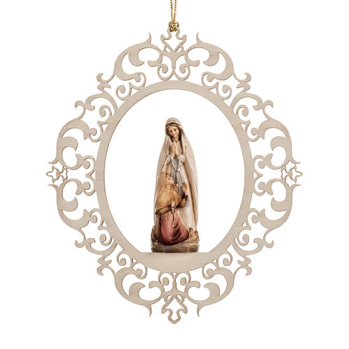 Ozdoba bożonarodzeniowa Madonna z Lourdes z Bernadetą drewno 1