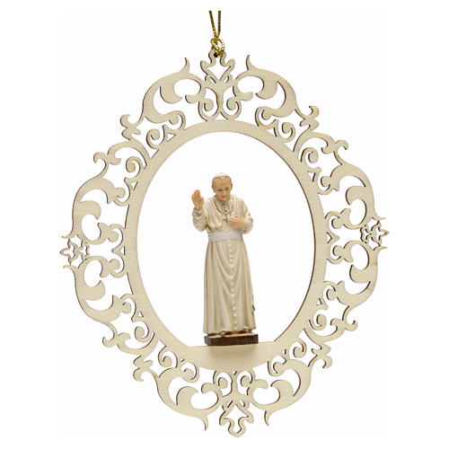 Addobbo di Natale Papa Giovanni Paolo II legno 1