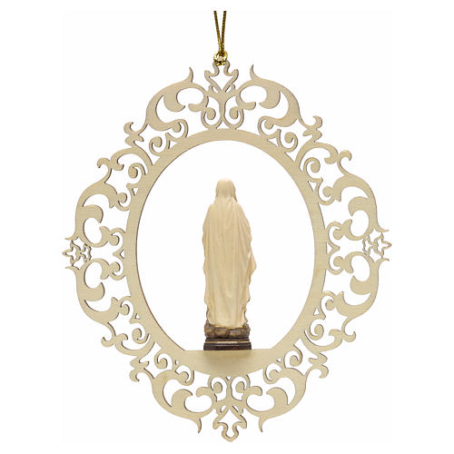 Christmas decor Our Lady of Lourdes carved wood 2