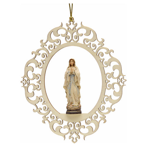 Décoration Noël Notre Dame de Lourdes bois gravé 1