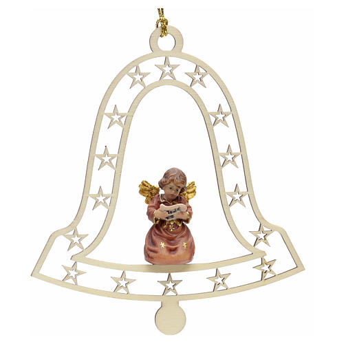 Weihnachtsschmuck Glocke mit Engel aus Holz 1
