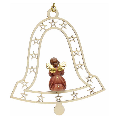 Weihnachtsschmuck Glocke mit Engel aus Holz 2