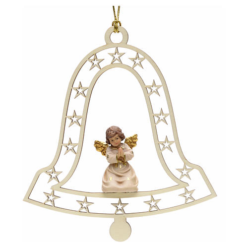 Weihnachtsschmuck Glocke mit Betende Engel aus Holz 1