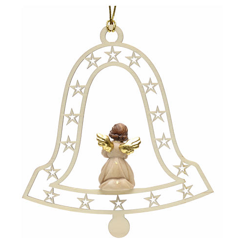 Weihnachtsschmuck Glocke mit Betende Engel aus Holz 2
