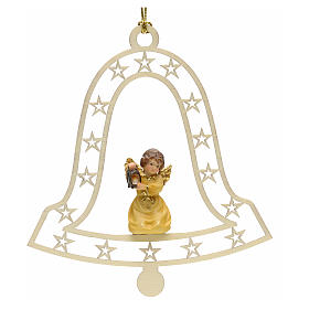 Christmas tree ornaments in wood and pvc: Christmas decor angel with lamp on bell