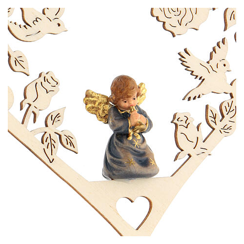 Weihnachtsschmuck Herz Engel mit Trompete aus Holz 2