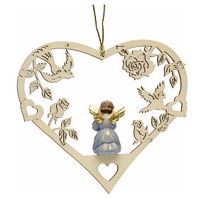 Ozdoby choinkowe z drewna i pvc: Ozdoba bożonarodzeniowa serce anioł z trąbką
