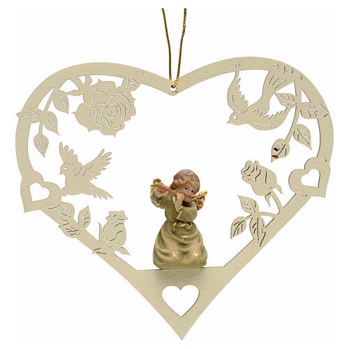 Christmas decor angel with flute on heart 1