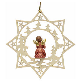 Weihnachtsschmuck Stern Engel mit Geschenk aus Holz