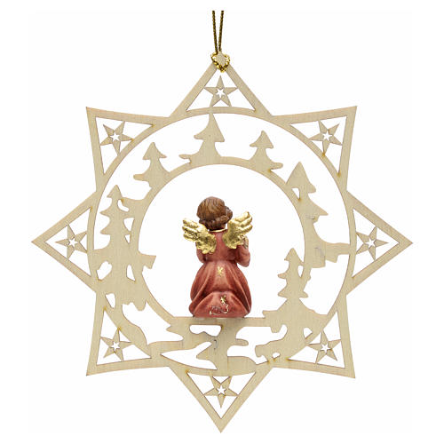 Weihnachtsschmuck Stern Engel mit Geschenk aus Holz 2