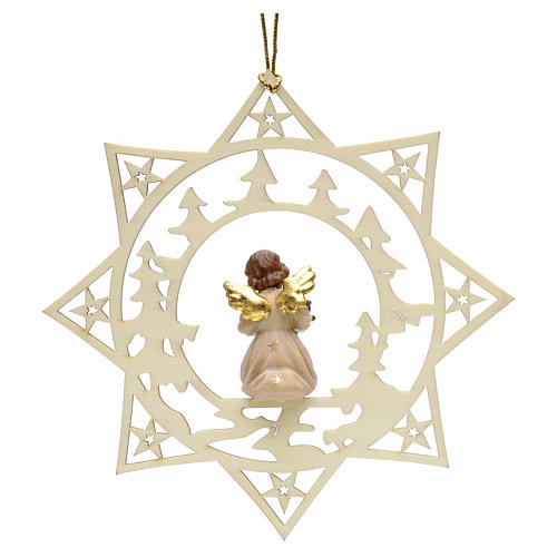 Weihnachtsschmuck Stern Engel mit Tannenbaum aus Holz 2