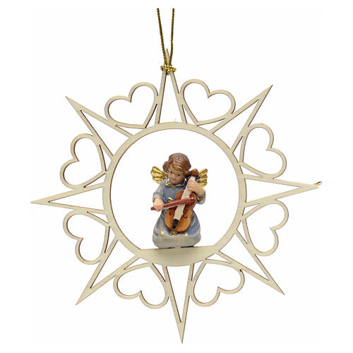 Weihnachtsschmuck aus Holz Engel mit Geige 1