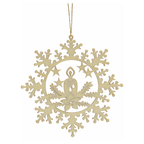 Tree decoration, wooden snowflake with candle 2