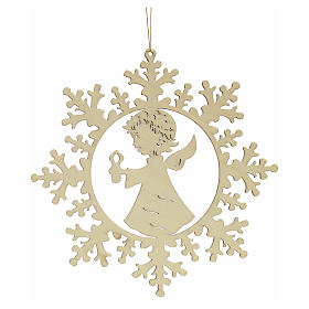 Weihnachtsschmuck Schneeflocke mit Engel aus Holz