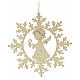 Tree decoration, wooden snowflake with candle and angel s2
