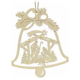 Tree decoration, wooden bell with nativity