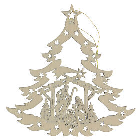 Weihnachtsschmuck Tannenbaum mit Krippe aus Holz