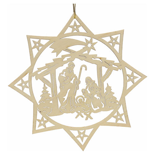 Christmas decoration, wooden star with nativity 1