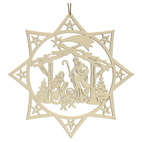 Christmas decoration, wooden star with nativity 2