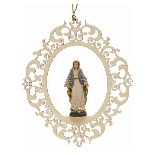 Christmas decor Our Lady of Graces engraved wood 1
