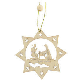 Christmas tree decoration, star with 8 points and Holy Family
