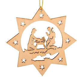 Enfeites para Árvore de Natal em Madeira e PVC: Enfeite para Natal estrela 8 pontas Sagrada Família Enfeites para Árvore de Natal em Madeira e PVC: Enfeite para Natal estrela 8 pontas Sagrada Família