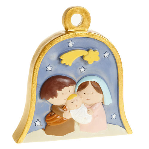 Christmas tree decoration, bell with stylised nativity 1
