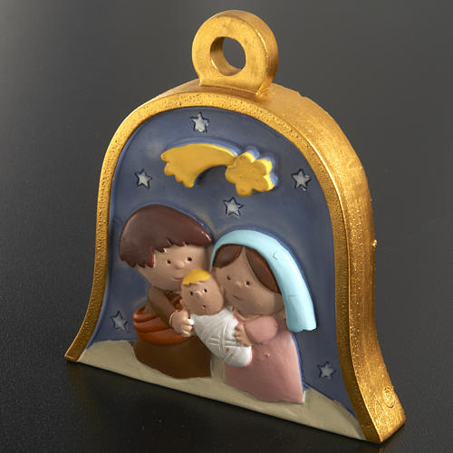 Christmas tree decoration, bell with stylised nativity 2
