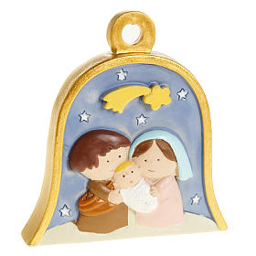 Christmas tree ornaments in wood and pvc: Christmas tree decoration, bell with stylised nativity