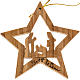 Décoration Noel bois d'olivier étoile avec Nativité s1