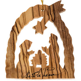 Christmas tree ornament Holy Land olive wood Nativity crib